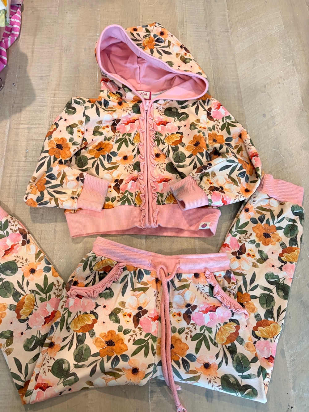 Cheeky Plum Girls Floral Hoodie & Jogger Set